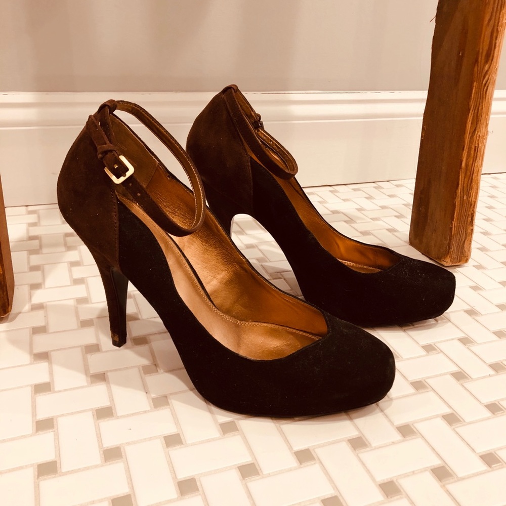 Kelly & Katie Black and Brown Suede Heels